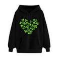 thumbnail image 1 of Plebaso Sweatshirts à Capuche pour Femmes pour la Saint-Patrick, Manches Longues, Imprimé Trèfle, 1 of 5