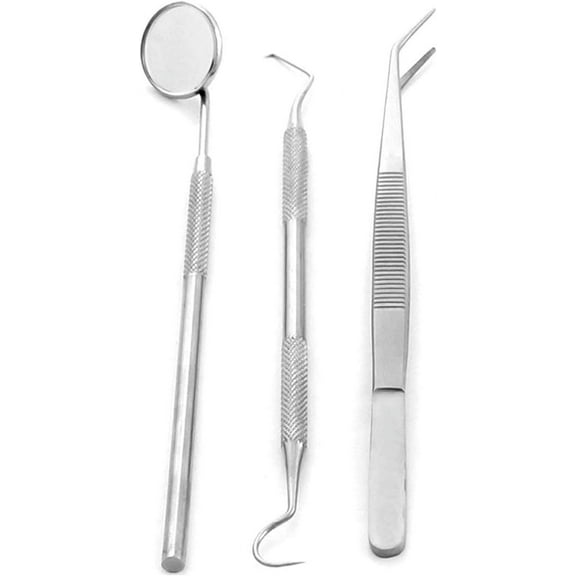 G.S Clinical Student Examination EXAM KIT Dental Mouth Mirror Tweezers Explorer Set