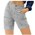 thumbnail image 2 of QATAINLAV Bermuda Shorts for Women Summer Casual High Waisted Knee Length Shorts with Pockets Trendy 2025 Beach Vacation Clothes Gray XXXL Mother's Day Gifts, 2 of 5