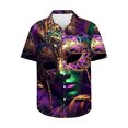 thumbnail image 3 of JURANMO Lightening Deals Mens Bowling Shirts Funny Carnival Print Tshirt Casual Lapel Button Up Holiday Beach Tops Multicolor 4XL, 3 of 6