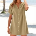 thumbnail image 2 of Fashion SMihono Summer Linen Work Tops for Women Trendy Button Down Plus Size V Neck Boho Clothes Fall Tops for Women 2025 Khaki S, 2 of 6