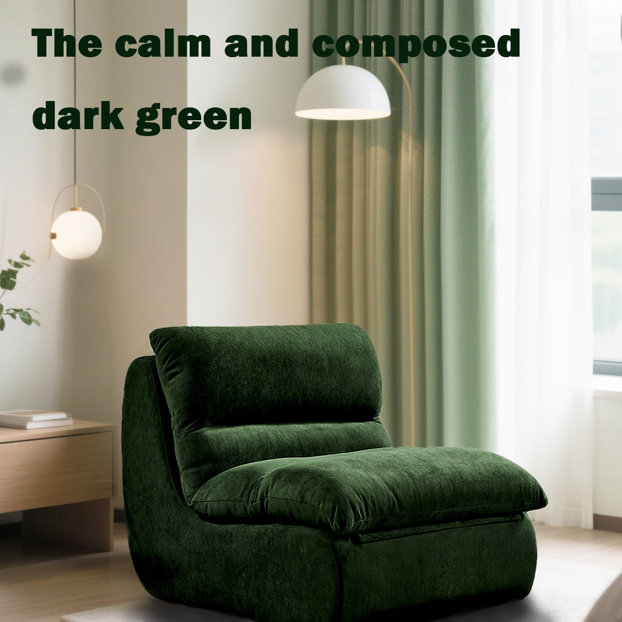 ConToose Green Cloud - like Lazy Sofa, Cozy Reading Retreat Lounge Chair, Ultra Soft Velvet Fabric Bean Bag Chair for Adults, Ideal Reading Spot with Ottoman for Living Room, Bedroom