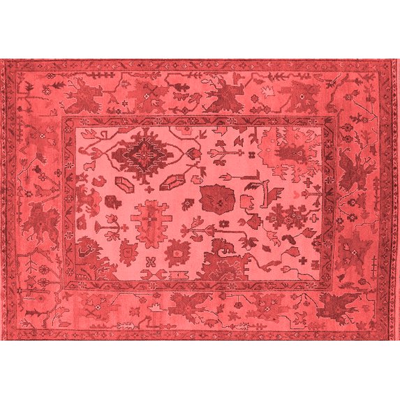 Ahgly Company Indoor Rectangle Oriental Red Industrial Area Rugs, 7' x 10'