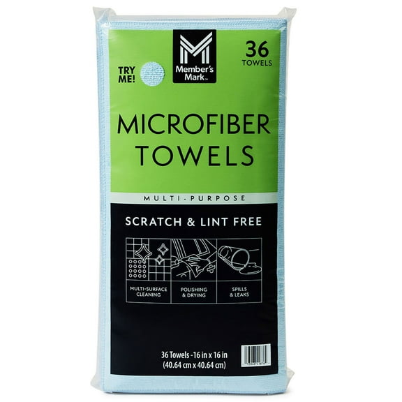 Member's Mark Microfiber Towels, 16" x 16", 36 ct., Choose Color