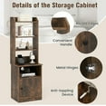 thumbnail image 7 of Spaco Bedside Tables Tall Nightstands with 5 Open Shelf and Cabinet-Rustic Brown, Tall Bookshelf, Shelves for Living Room, Home Office, Bedroom, Balcony, 7 of 7