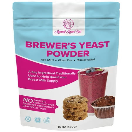 Mommy Knows Best Brewers Yeast Powder for Lactation for Breastfeeding Mothers - Mild Nutty Flavored Unsweetened and Debittered - Helps Boost Breast Milk (Best Way To Milk Prostate)