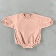 thumbnail image 4 of QIbmong Newborn Infants Cotton Romper Long Sleeve Crew Neck Soft Outwear Bodysuit Casual Pull on Snap Button Fall Winter Clothes(0-3 Months,Pink), 4 of 6