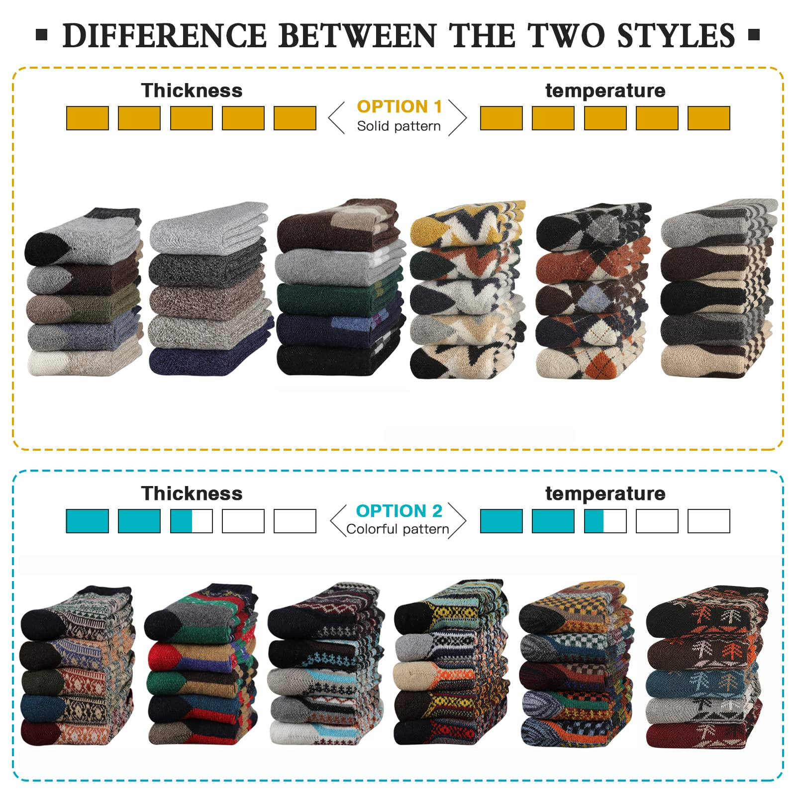COOPLUS Men's Wool Crew Socks, 5-Pack photo 7