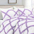 thumbnail image 3 of D.N.G. BEDDINGS 3 Piece Luxury Two Tone Diamond Ruffle Pattern Comforter Set Premium Super Soft, All Season 800 Thread Count 100% Egyptian Cotton Oversized Super King Size Lilac/White Solid Color, 3 of 4