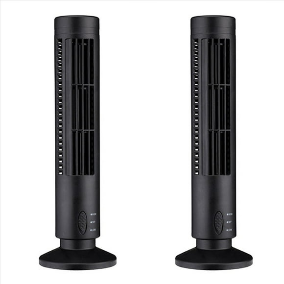 2X Ventilador de Torre USB Ventilador Sin Aspas Ventilador Eléctrico de Torre Mini Aire Acondicionado Vertical, Ventilador de Pie Sin Aspas Negro