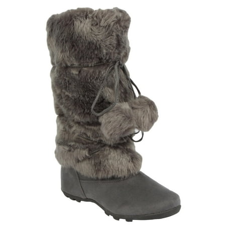 

Talia-Hi Women Mukluk Faux Fur Boot Mid Calf Winter Snow Gray