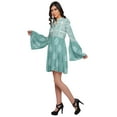 thumbnail image 3 of Moomaya Printed Mini Dress For Women Casual Wear Bell Sleeve Summer Clothing, 3 of 6