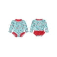 thumbnail image 3 of Aojekbee Baby Girl Rash Guard Swimsuit Cute Crab Print Long Sleeve Ruffle Bathing Suit Swimwear, 3 of 10
