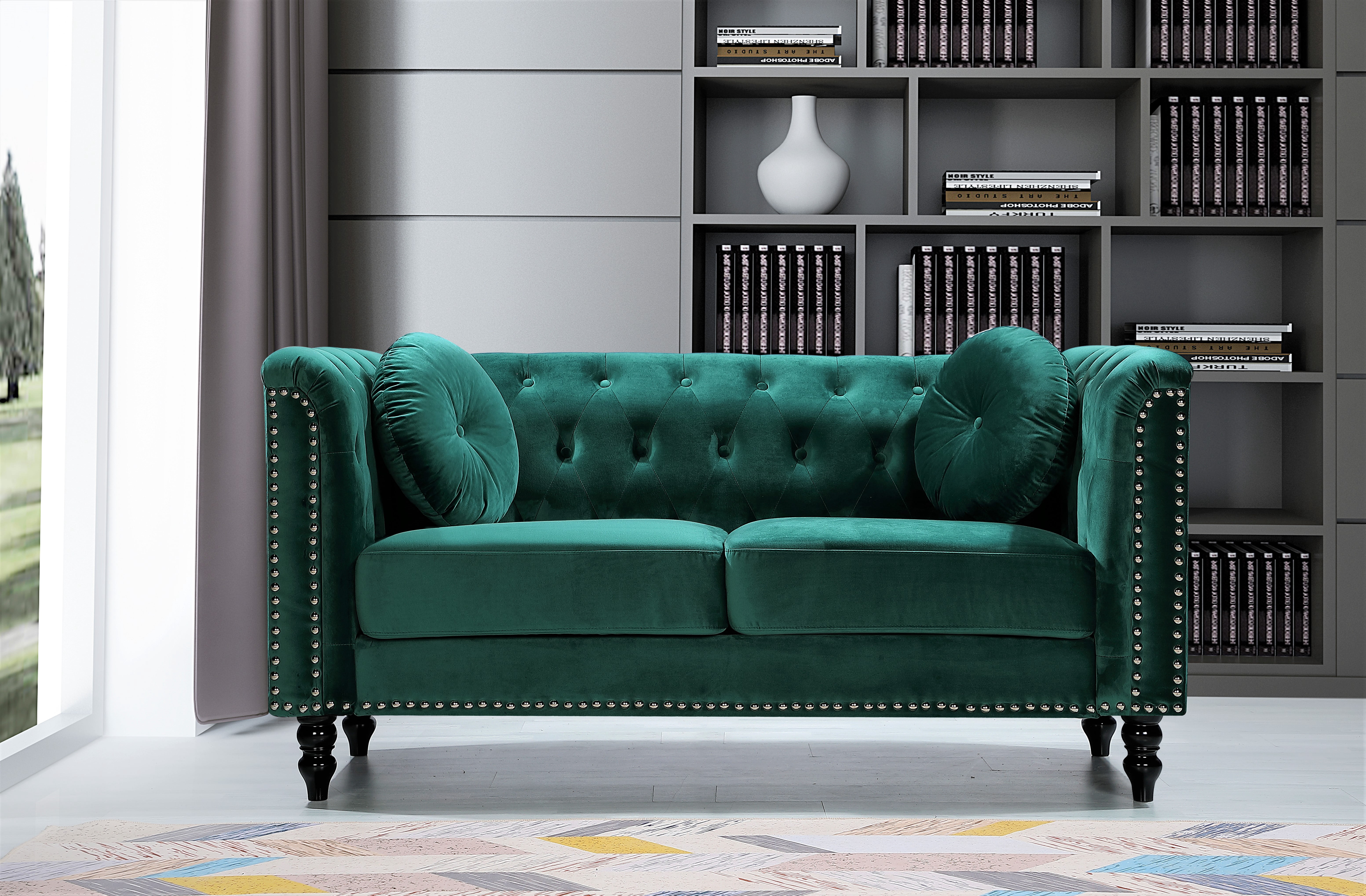 Uspridefurniture Lueck 2Pcs Velvet Living Room Set, Green