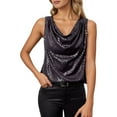 thumbnail image 2 of Sparkly Sequin Tank Tops for Women Elegant Dressy Casual Cowl Neck Loose Fit Shiny Sequins Sleeveless Shirt, 2 of 6