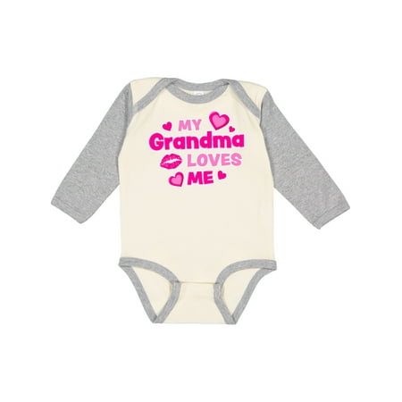 

Inktastic My Grandma Loves Me with Hearts and Kiss Boys or Girls Long Sleeve Baby Bodysuit