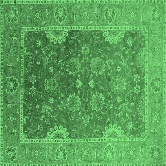 Ahgly Company Indoor Square Oriental Emerald Green Industrial Area Rugs, 4' Square