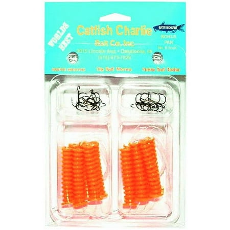 Catfish Charlies DBH- Dip Bait Worms-Pack of 12 Orange