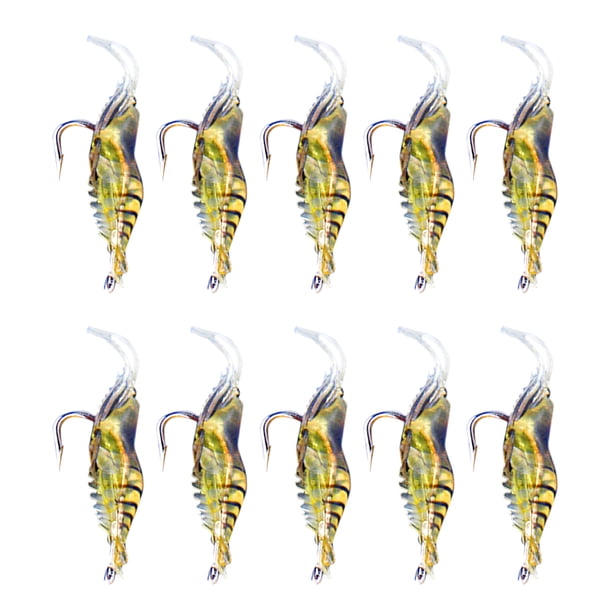 Señuelos de Pesca, 10 Unids Camarón Simulacia Suave Camarón Señuelo Cebo Gancho Tackle Bass Señuelos de Pesca para Diy Bass Fishing Tackle