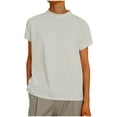 thumbnail image 1 of Yuyuzo T-Shirts pour Femmes Manches Courtes Col Rond Basique Tee-Tops Décontractés d'Été Blouses Unis, 1 of 6