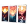 thumbnail image 3 of Designart "Peaceful Sunset Mountain Forest Daydreams II" Landscape Mountains Framed Wall Art Set Of 3 - Yellow Mountains Frame Gallery Set For Office Decor, 3 of 6