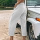 thumbnail image 3 of Puntoco Moda Mujer Casual Color Sólido Dividir Cintura Media Suelta Sin Cinturón Elasticidad Pierna Ancha Pantalones Largos Puntoco Puntoco-2431, 3 of 6