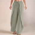 thumbnail image 2 of TYGHBN Womens Wide Leg Summer Pants Flowy Side Split Palazzo Beach Pants Boho High Waisted Trousers Tan Dress Pants for Women Business Casual Linen Pants for Women Casual Summer Pants Women Casual, 2 of 4