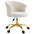thumbnail image 1 of Armless Office Chair with Plush Teddy Fleece, Gold Swivel Task Chair with Adjustable Height, Mid Back Computer Desk Chair for Study, Vanity, Home Office, 22.8"W x 22"D x 29.9"H, 1 of 7