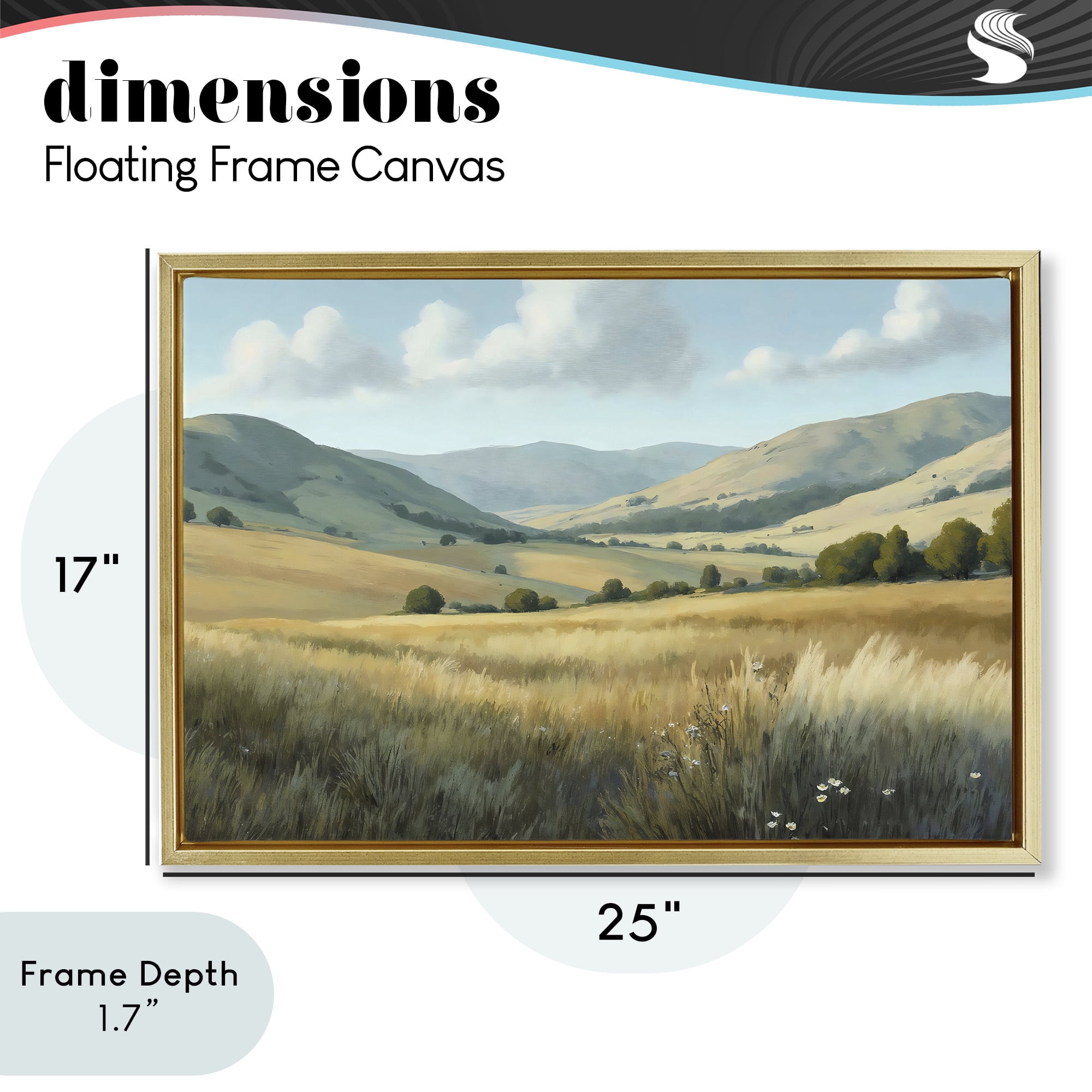 Stupell Industries Rolling Hills at Golden Hour Gold Framed Floater Canvas Wall Art, design by Creative Studio
