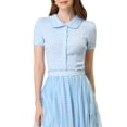 thumbnail image 1 of INSPIRE CHIC Chemisier Vintage pour Femmes Col Poupée Doux à Boutons m Bleu Clair, 1 of 7