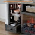 thumbnail image 6 of Redayfur 70" Electric Fireplace TV Stand for TVs Up To 70'', Farmhouse Entertainment ,With Storage Cabinet LED and Charging Station,Dark Rustic Oak, 6 of 15
