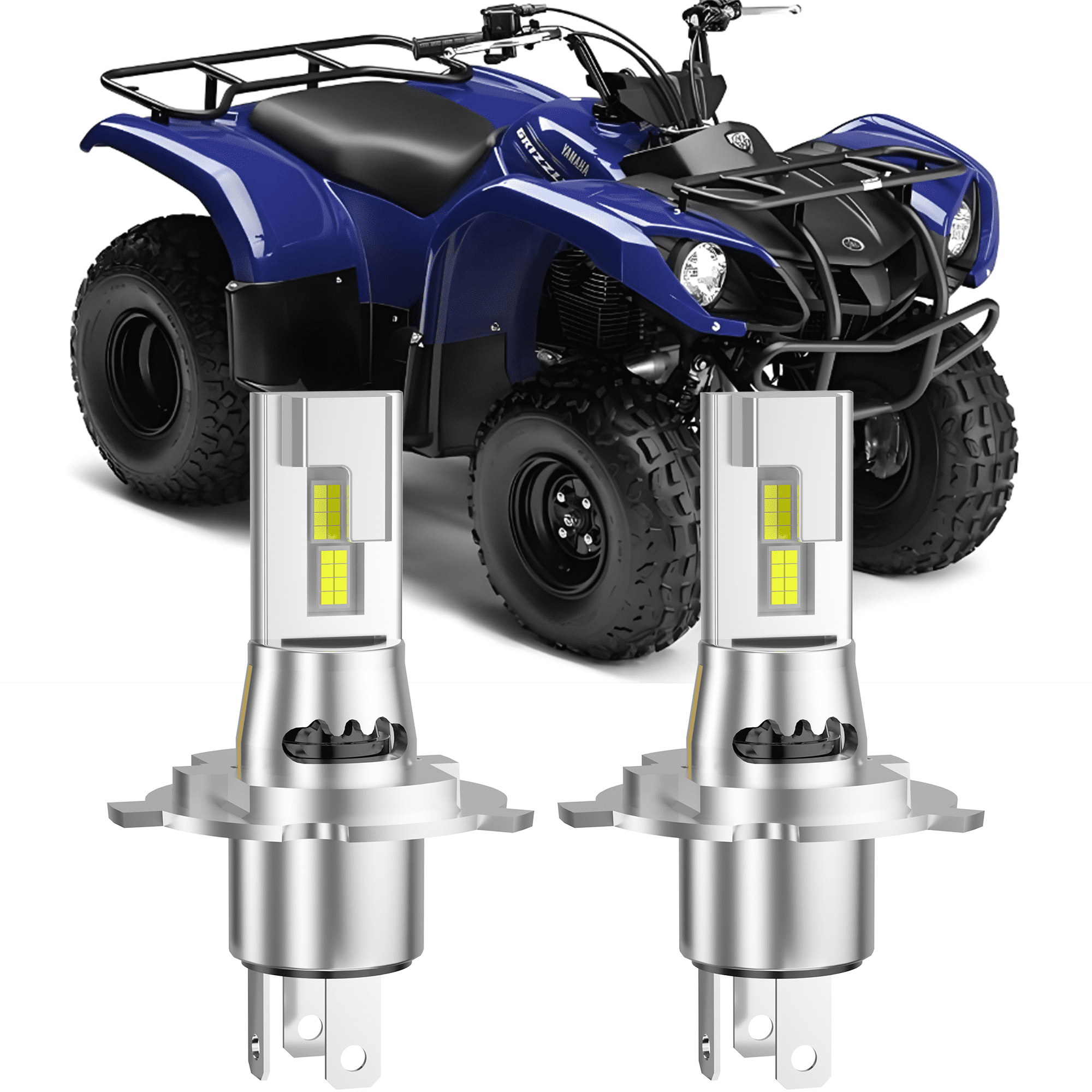 ROADSUN LED Headlight Bulbs for Yamaha Grizzly 550 2009-2015 H4 9003 HB2 Hi/Lo Beam 6000K Cool White Plug‑and‑Play Factory Halogen Replacement Pack of 2