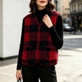 thumbnail image 4 of Cmfcve Women's Plus Size Plaid Fleece Vest Button Down Sleeveless Warm Jackets Fall Winter Casual Outerwear, 4 of 6