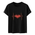 thumbnail image 3 of Grande Vente!! T-Shirts de la Saint-Valentin pour Femmes Mignon Cœur Graphique T-Shirt Cadeaux de la Saint-Valentin Tee Décontracté Cœurs Manches Courtes Hauts Femmes Col Rond Manches Courtes Imprimé Amour T-Shirt Haut Noir TTG, 3 of 3