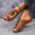 thumbnail image 6 of Wide Width Shoes for Women, Leather Sandals for Women, Women Flat Sandals, Women's Gold Flip Flops Summer Sandals 2026 Wedding Dressy Vacation Beach Open Toe Slides Shoes, Light Brown 5.5, 6 of 9
