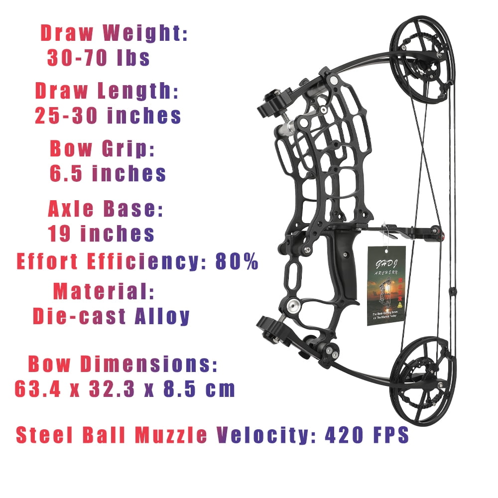 Villain 30-70lbs Dual-Use Compound Bow 420FPS with Full Accessory Kit