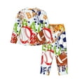 thumbnail image 2 of Rateoe Balls Pattern Womens Pajamas Set Long Sleeve Sleepwear Button Down Nightwear Soft Cotton Pj Lounge Sets, 2 of 9