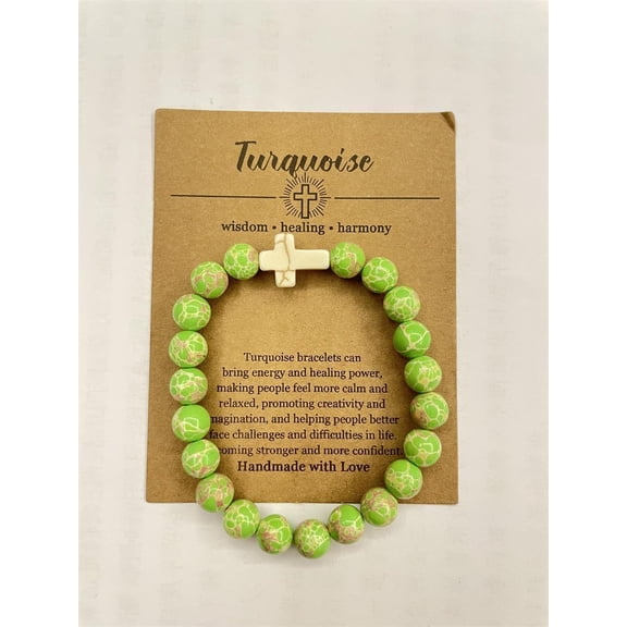 DASAW-Christian Bracelet Cross Beaded Bracelets Jewelry Natural Healing Stone Inspirational Faith God Stretch Bracelet Religious Jewelry for Women Men