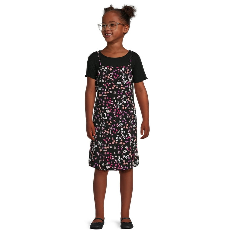 Wonder Nation Girls Cami Slip Dress with Tee 2 Piece Set Sizes 4