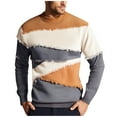 thumbnail image 3 of UVEASISHA Mens Colorblock Knit Sweater Fall Long Sleeve Knitted Pullover Sweaters Stretch Slim Fit Thermal Tops Business Dress Sweater Khaki M, 3 of 9