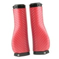 thumbnail image 1 of 2 Pieces Universal Mountain Bike Handlebar Grips Lock Slip Carbon Fiber Long Red, 1 of 8