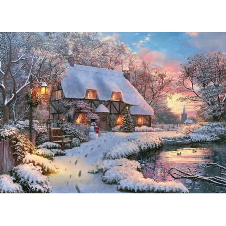 Winter Cottage - Winter Cottage Stretched Canvas - Dominic Davidson (18 x 9)