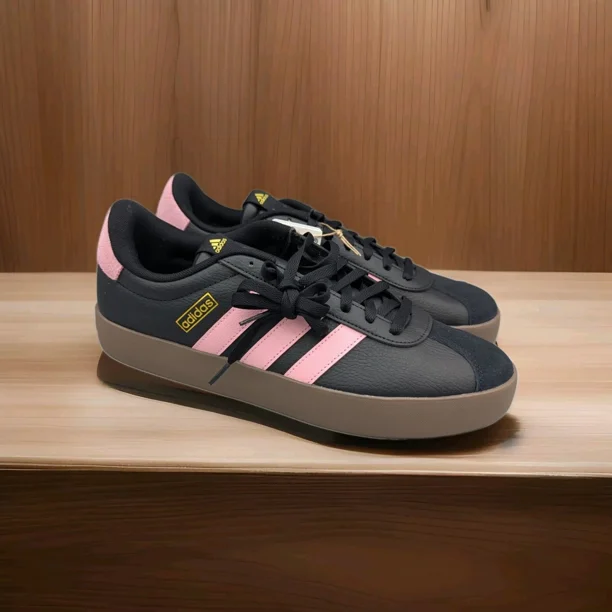 Brand New Adi-das VL Court 3.0 Sneakers Men's Size 11.5 Black Pink Stripes