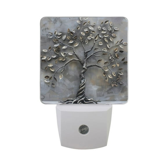 Metal Tree LED Night Light with Smart Sensor Plug Into Wall Dusk to Dawn 2 packs
