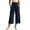 Navy, variant on Women Casual Fold Over Waistband Yoga Pants Flowy Gaucho Pants With Pleated Detail Wide Leg Cropped Calf Length Comfort Solid Color Versatile Trousers