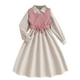 thumbnail image 3 of Loopsun 8-15 Years Big Girls Long Sleeve Collared with Removable Belted Fashion Two-Piece Dress Pink, 11-12 Years, 3 of 5