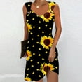 thumbnail image 2 of Uaswgudfs Sleeveless Sunflower & Heart Accent Midi Dress - Summer Dresses for Women 2025 Casual Sundress with Stretch Fabric & Buckle Strap Detail Black L, 2 of 5