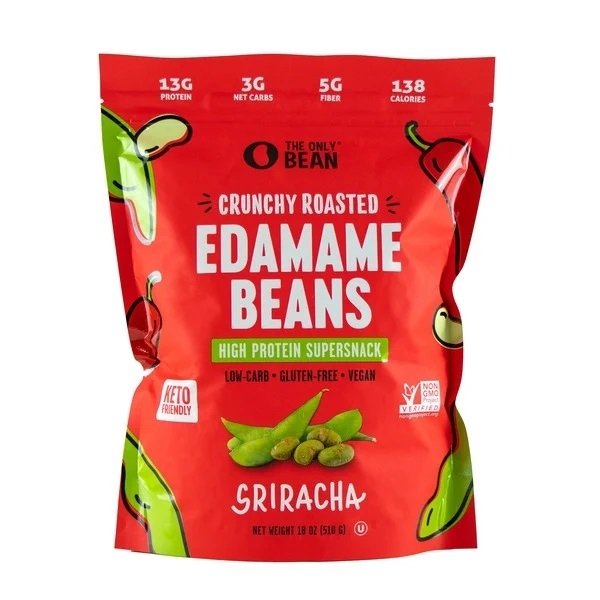 The Only Bean Sriracha Crunchy Roasted Edamame Beans, 18 Ounce
