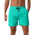 thumbnail image 1 of Pantalones cortos de verano para hombres INSPIRE CHIC, sólidos, con cintura elástica y cordón, pantalones de surf de 32 pulgadas, color verde, 1 of 6