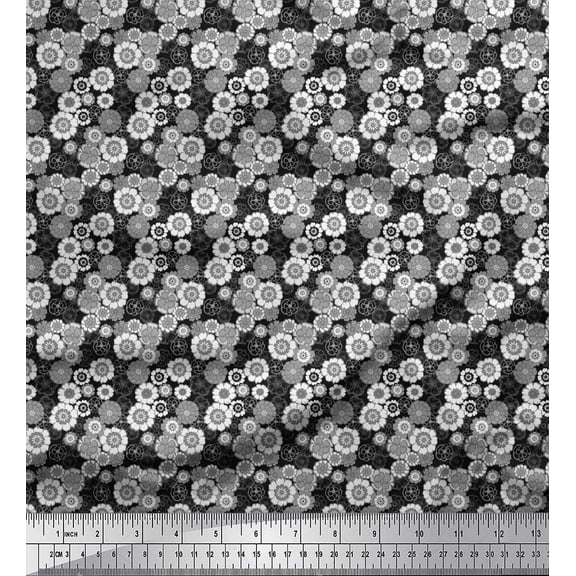 Soimoi Cotton Duck Fabric Artistic Floral Shirting Decor Fabric Printed Yard 42 Inch Wide